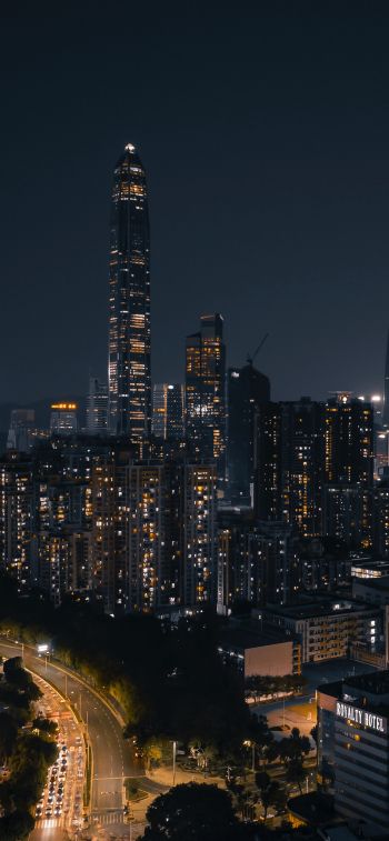 Shenzhen, China, night city Wallpaper 1170x2532
