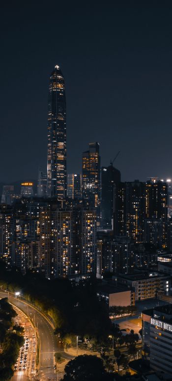 Shenzhen, China, night city Wallpaper 1440x3200