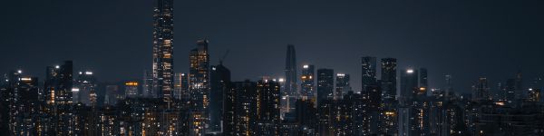 Shenzhen, China, night city Wallpaper 1590x400