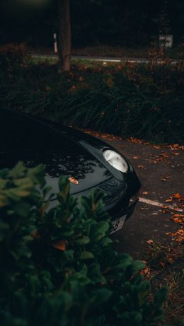 black porsche, sports car Wallpaper 640x1136