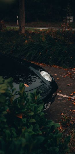 black porsche, sports car Wallpaper 1080x2220