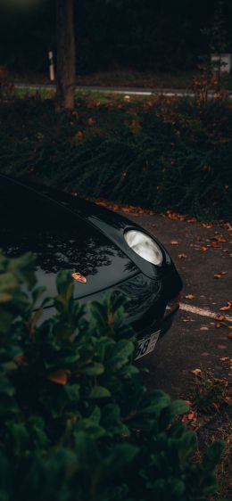 black porsche, sports car Wallpaper 1170x2532