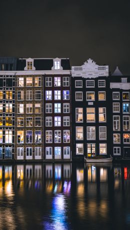 house, reflection, night Wallpaper 640x1136