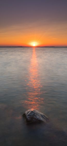 sunset, sea, stone Wallpaper 828x1792