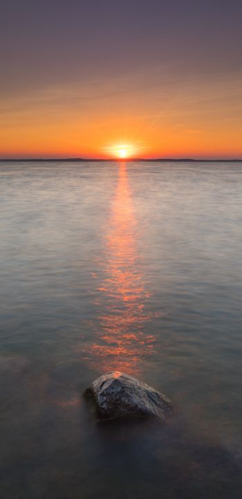 sunset, sea, stone Wallpaper 1080x2220