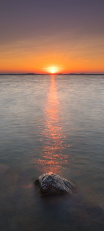 sunset, sea, stone Wallpaper 1440x3200