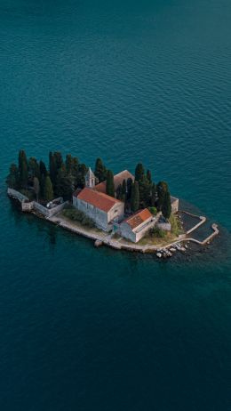 island, bird's eye view, Bay of Kotor Wallpaper 720x1280