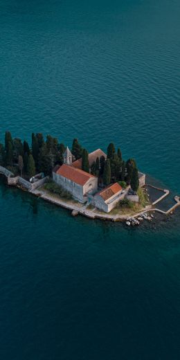 island, bird's eye view, Bay of Kotor Wallpaper 720x1440