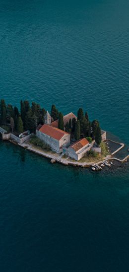 island, bird's eye view, Bay of Kotor Wallpaper 1080x2280