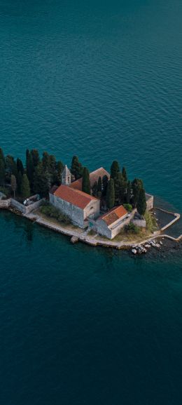 island, bird's eye view, Bay of Kotor Wallpaper 720x1600