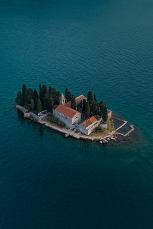 island, bird's eye view, Bay of Kotor Wallpaper 640x960