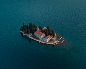 island, bird's eye view, Bay of Kotor Wallpaper 1280x1024
