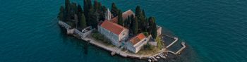 island, bird's eye view, Bay of Kotor Wallpaper 1590x400