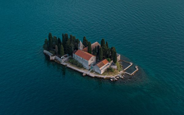 island, bird's eye view, Bay of Kotor Wallpaper 1920x1200