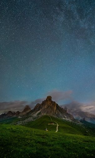 starry sky, landscape, scale Wallpaper 1200x2000