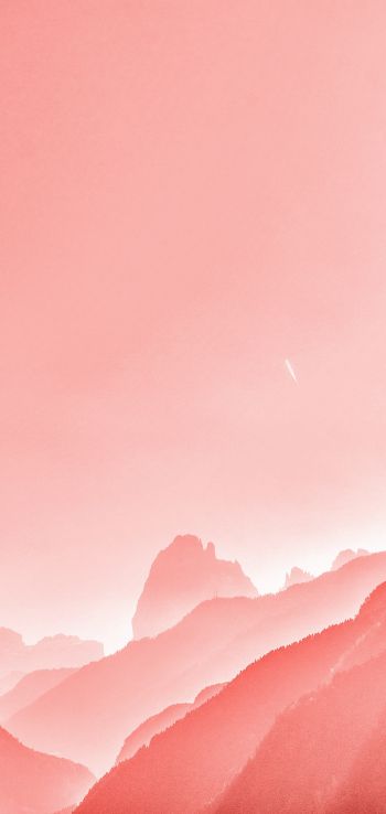 Обои 1080x2280 розовый, пейзаж,  розовое небо