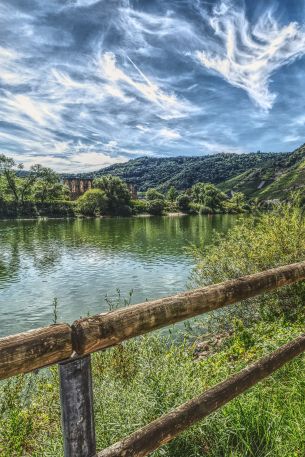 landscape, river, mountains Wallpaper 640x960