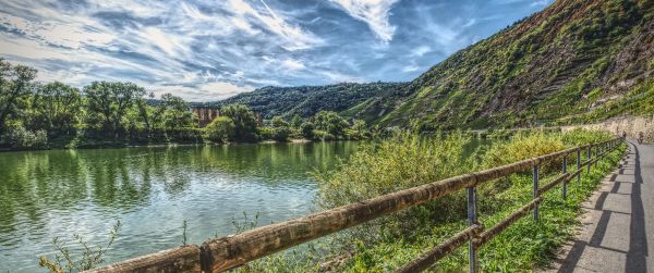 landscape, river, mountains Wallpaper 3440x1440