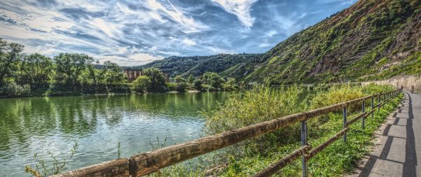 landscape, river, mountains Wallpaper 2560x1080