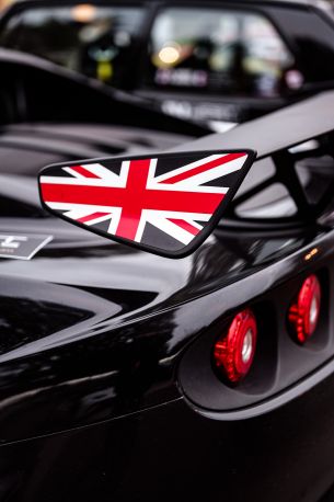 black, sports car, uk flag Wallpaper 4024x6048