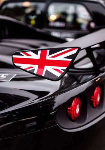 black, sports car, uk flag Wallpaper 1668x2388