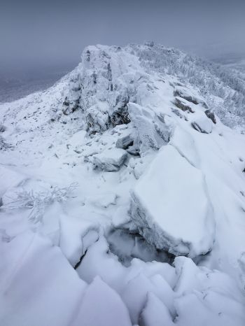mountain range, snow, winter Wallpaper 1668x2224