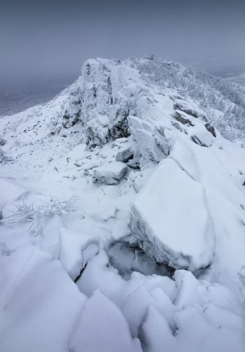 mountain range, snow, winter Wallpaper 1640x2360