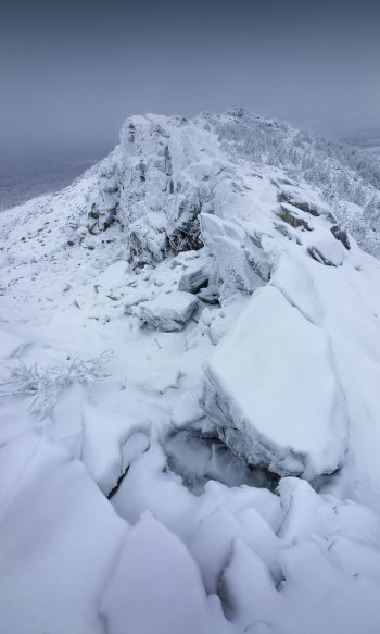 mountain range, snow, winter Wallpaper 1200x2000