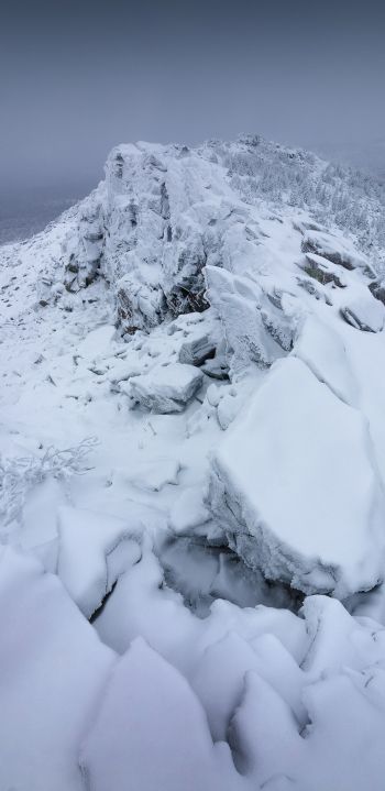 Обои 1080x2220 горный хребет, снег, зима
