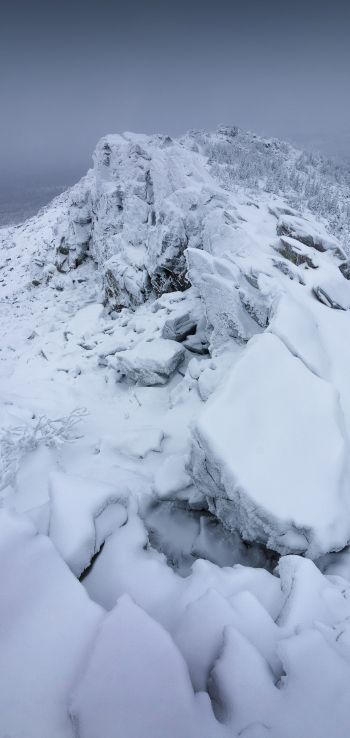 Обои 1080x2280 горный хребет, снег, зима