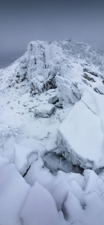 mountain range, snow, winter Wallpaper 1242x2688