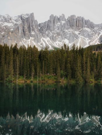 mountain range, lake, landscape Wallpaper 1668x2224