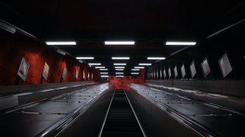 Обои 1600x900 метро, черный, Стокгольм