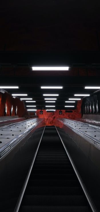 subway, black, Stockholm Wallpaper 1080x2280