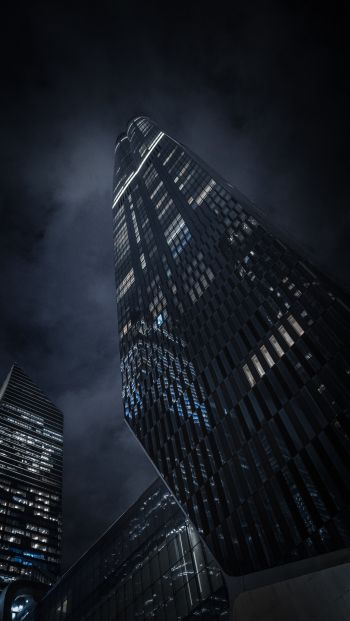 Обои 640x1136 небоскреб, ночной город, черный