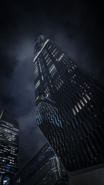 Обои 1080x1920 небоскреб, ночной город, черный