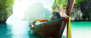 boat, sea, Asia Wallpaper 2560x1080