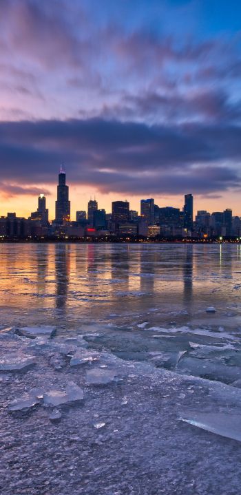 Chicago, landscape, USA Wallpaper 1080x2220