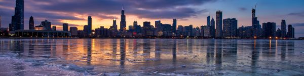 Chicago, landscape, USA Wallpaper 1590x400