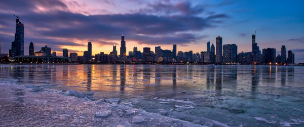 Chicago, landscape, USA Wallpaper 3440x1440