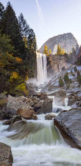 Обои 1440x2960 Йосемитский национальный парк, водопад, река