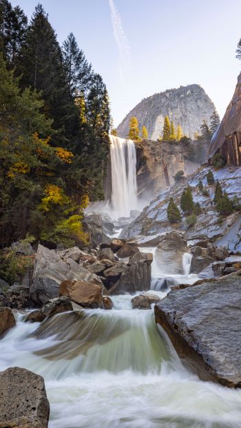 Обои 640x1136 Йосемитский национальный парк, водопад, река