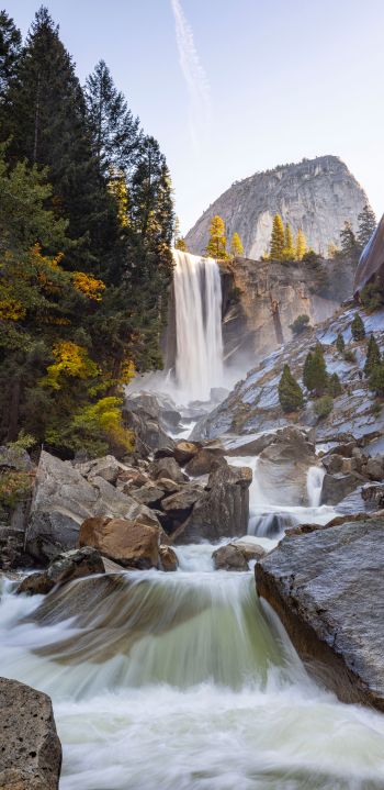 Обои 1080x2220 Йосемитский национальный парк, водопад, река