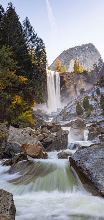 Обои 1440x3040 Йосемитский национальный парк, водопад, река