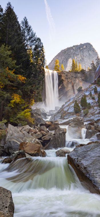 Обои 1080x2340 Йосемитский национальный парк, водопад, река