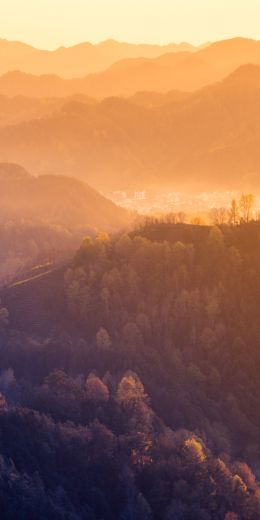 bird's eye view, mountain range, dawn Wallpaper 720x1440