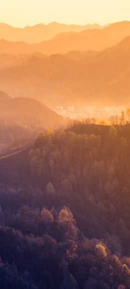 bird's eye view, mountain range, dawn Wallpaper 720x1600