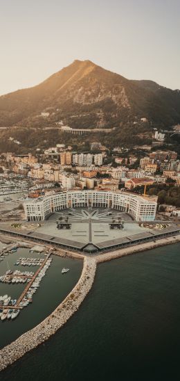 Salerno, bird's eye view, Italy Wallpaper 1440x3040