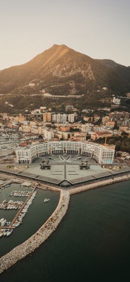 Salerno, bird's eye view, Italy Wallpaper 1284x2778