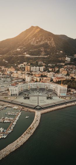 Salerno, bird's eye view, Italy Wallpaper 828x1792